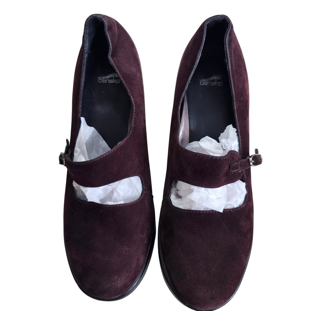 Dansko Tara Mary Jane Pumps Women EU 39 Wine Burgundy Suede Block Heel Platform